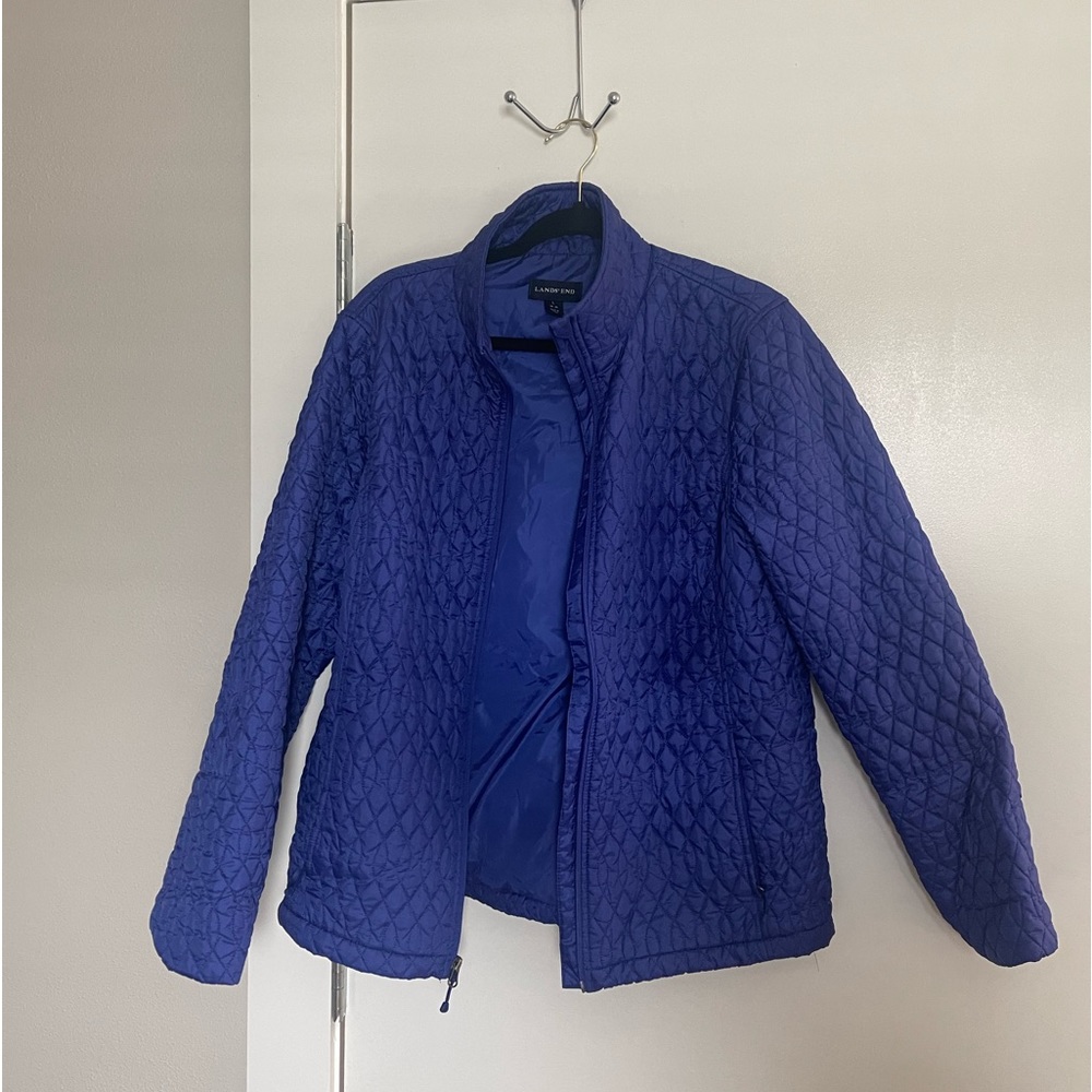 Land’s End Purple Lightweight Jacket Quilted Design Waterproof for Rain